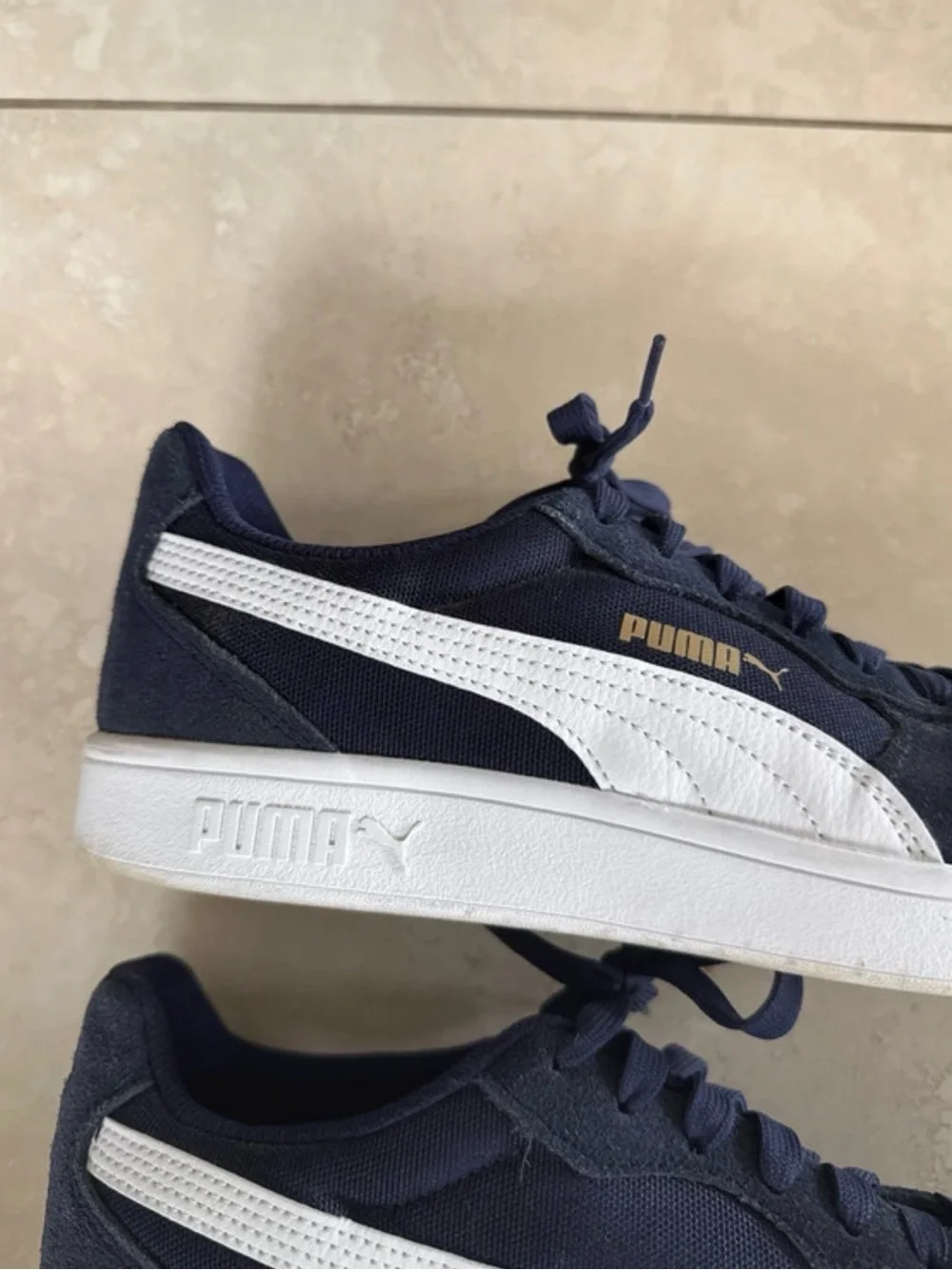PUMA Men's Astro Play Navy Men’s Low-Top Sneakers with White Formstrip